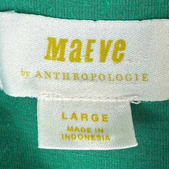 Maeve Anthropologie Nova Dress Sz Large 12 14 Green Skater Fit Flare Preppy Chic - Picture 3 of 4